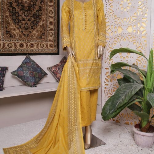 AL KARIM- SADABAHAR STITCHED 3PCS EMROIDERED LAWN (YELLOW)