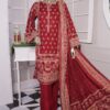 AL KARIM- SADABAHAR RASHAK-E-JAHAN LAWN STITCHED 3PCS (RED)