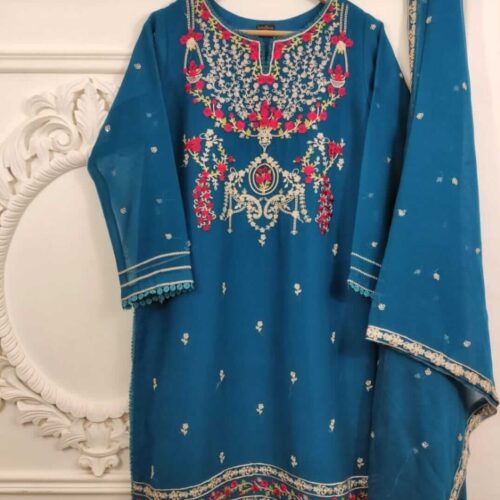 AGHA NOOR 2 Piece Party Wear Chiffon Replica - BLUE